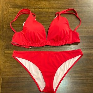 TARGET SHADE & SHORE WOMEN'S PUSH-UP BRAID TRIM DETAIL BIKINI SET 34C M